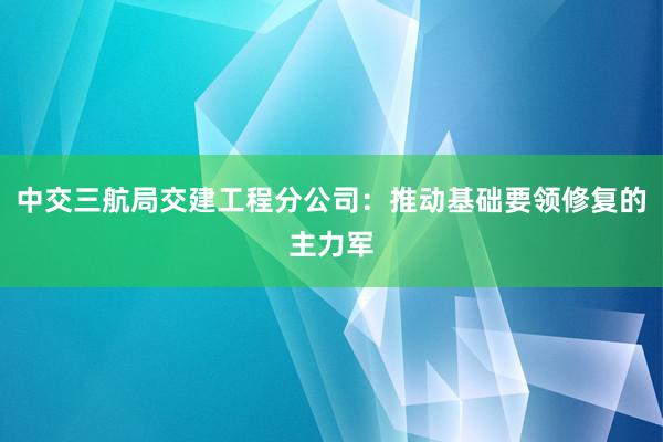 中交三航局交建工程分公司：推动基础要领修复的主力军